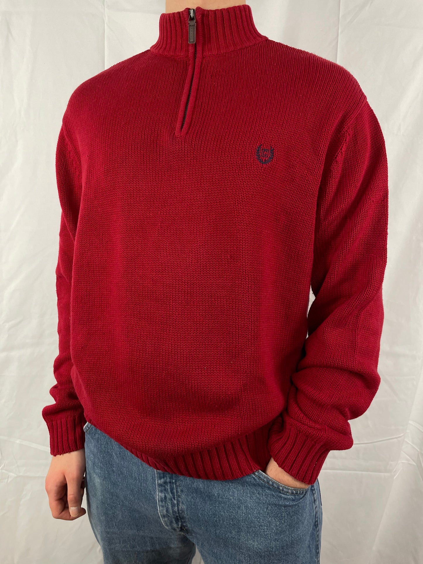 Chaps Quarter Zip Sweater mit Logo [Gestickt] - XL