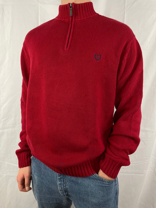 Chaps Quarter Zip Sweater mit Logo [Gestickt] - XL