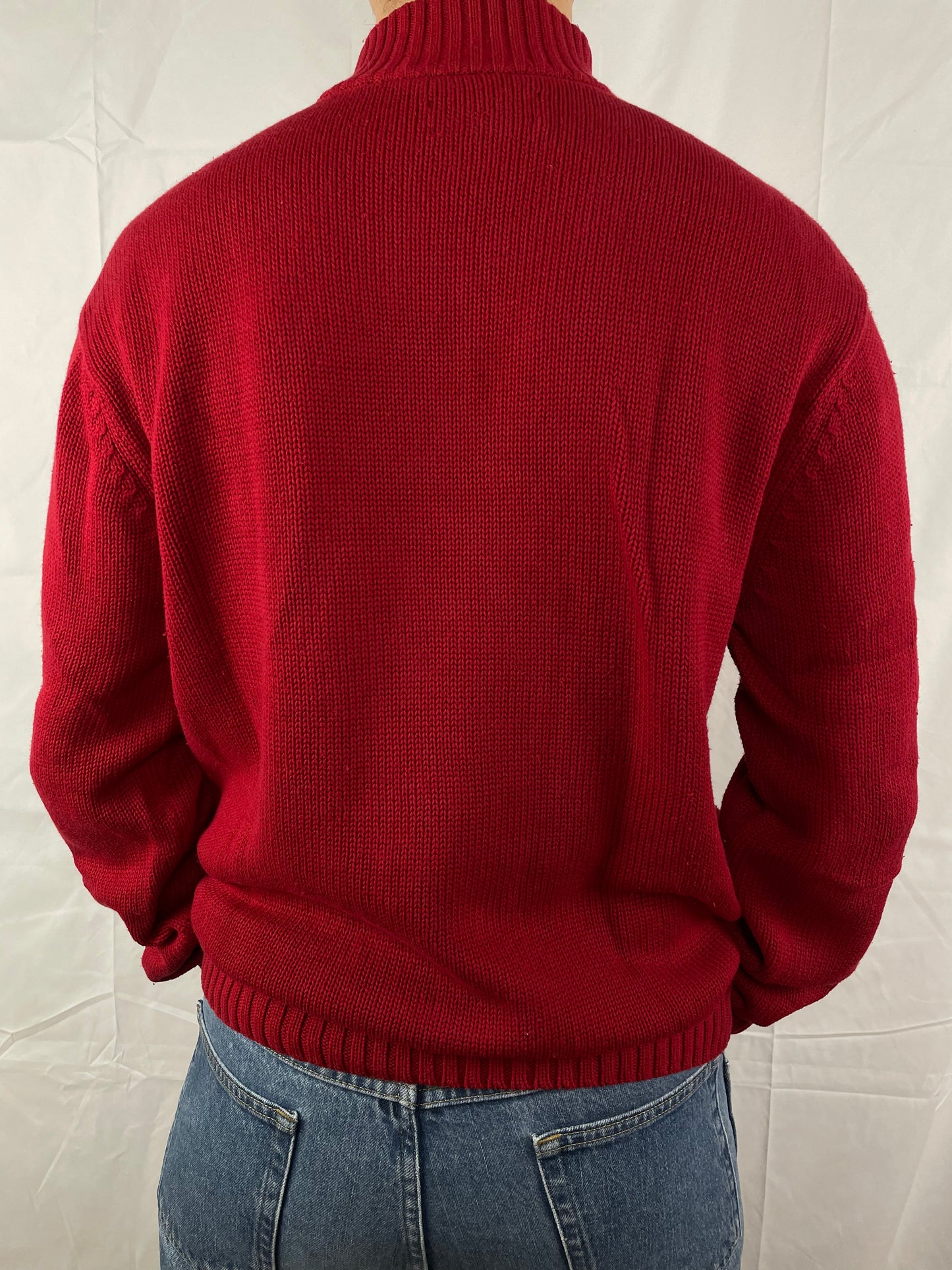 Chaps Quarter Zip Sweater mit Logo [Gestickt] - XL