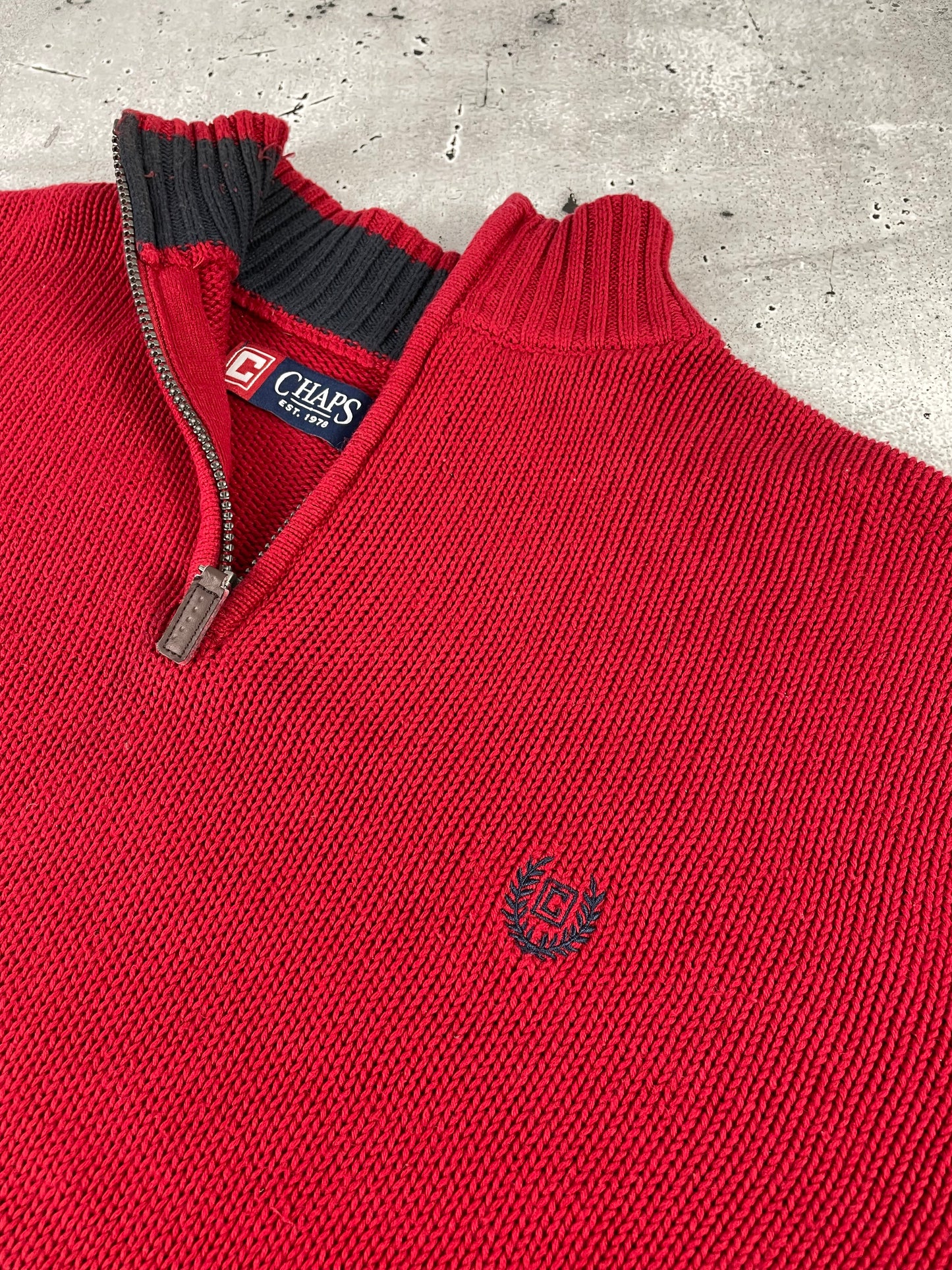 Chaps Quarter Zip Sweater mit Logo [Gestickt] - XL